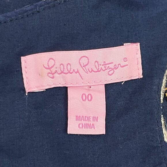 Lilly Pulitzer 97592 Women's Augusta Navy & Gold Sand Dollar Shift Dress Size 00 - Picture 5 of 11